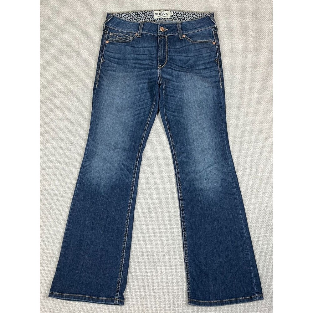 Ariat REAL Jeans Perfect Rise Boot Cut Women's 32R Blue Denim Stretch Western
